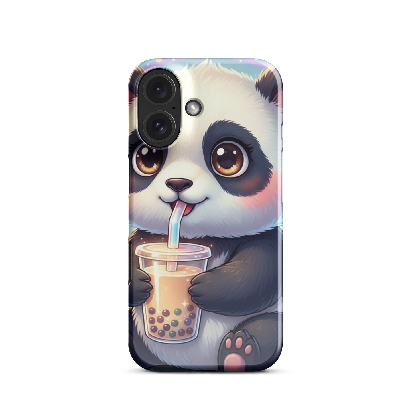 Slim Hard Phone Case – Panda with Bubble Tea Design