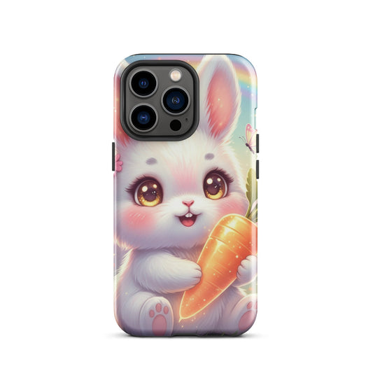 Dual Layer Tough Phone Case – Cute Bunny with Carrot Design