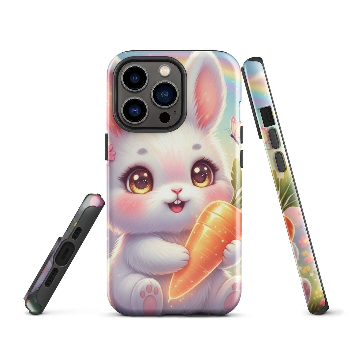 Dual Layer Tough Phone Case – Cute Bunny with Carrot Design