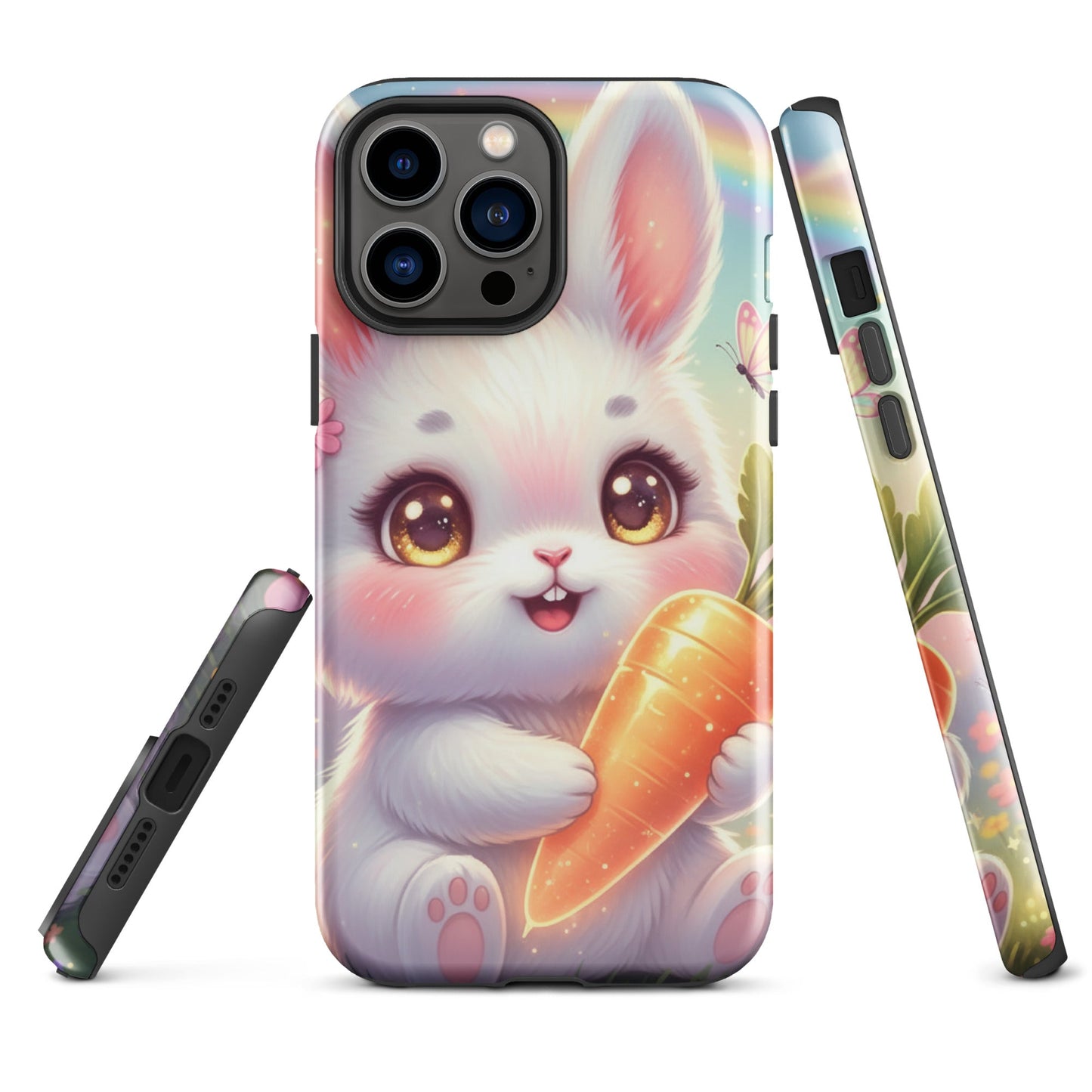 Dual Layer Tough Phone Case – Cute Bunny with Carrot Design
