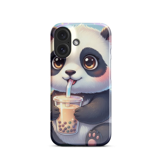 Slim Hard Phone Case – Panda with Bubble Tea Design