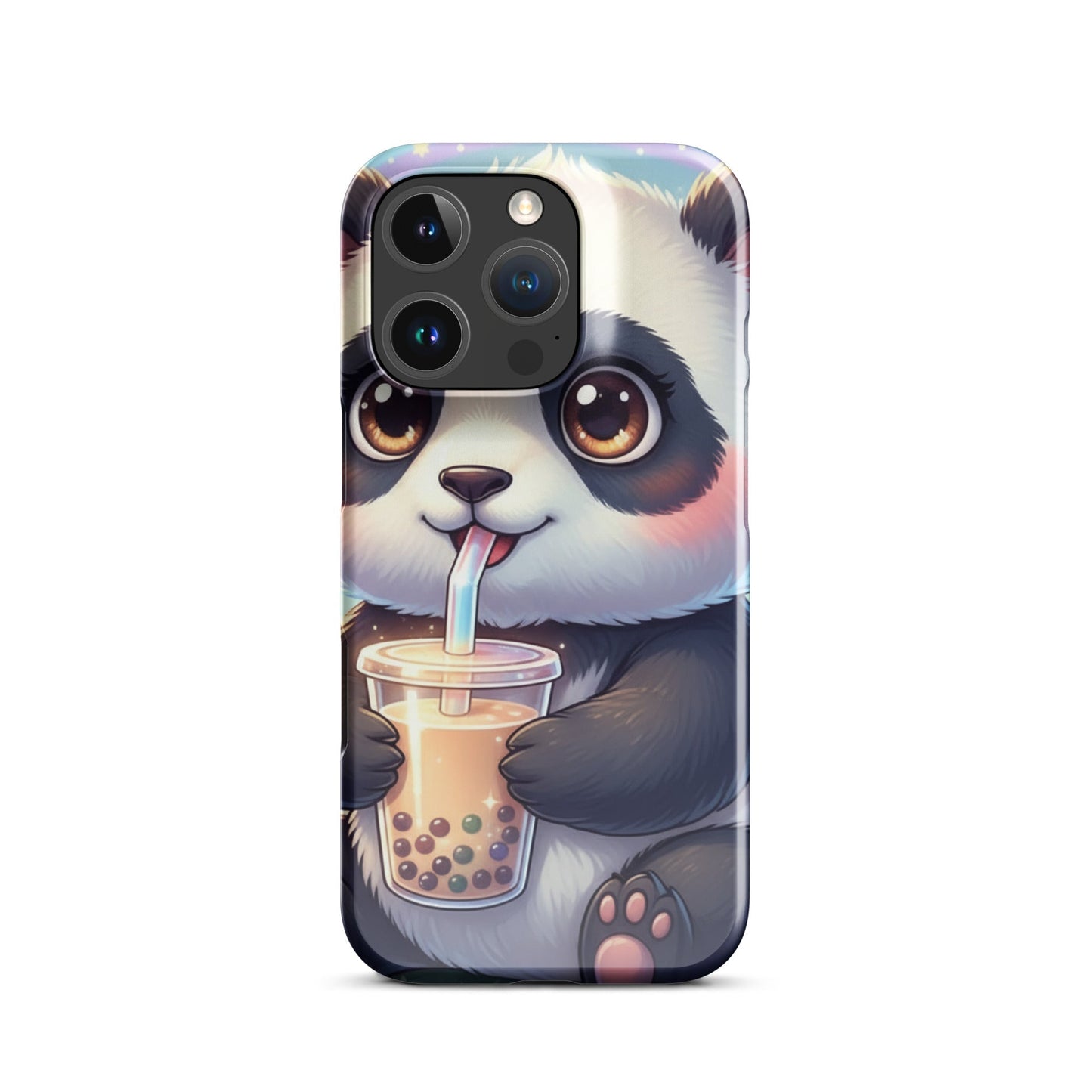 Slim Hard Phone Case – Panda with Bubble Tea Design