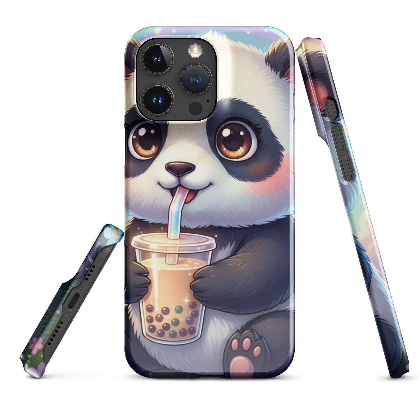 Slim Hard Phone Case – Panda with Bubble Tea Design