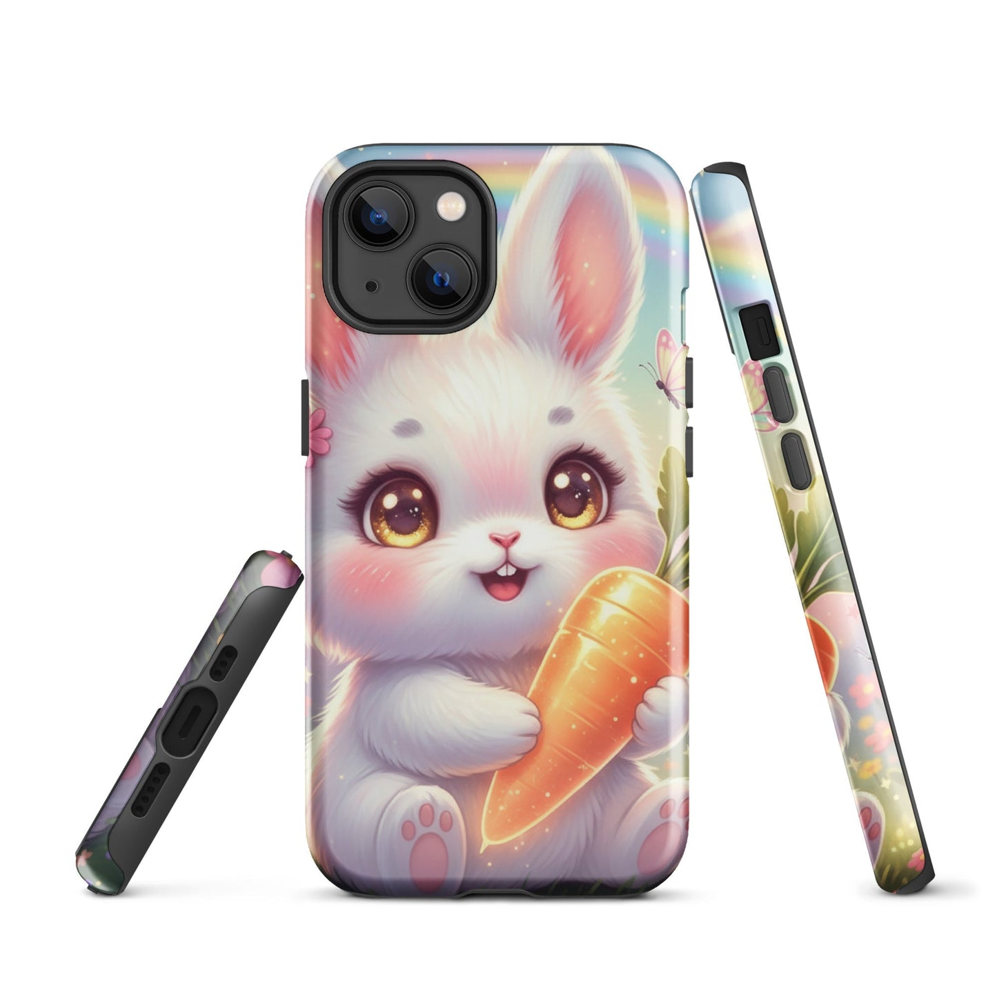 Dual Layer Tough Phone Case – Cute Bunny with Carrot Design